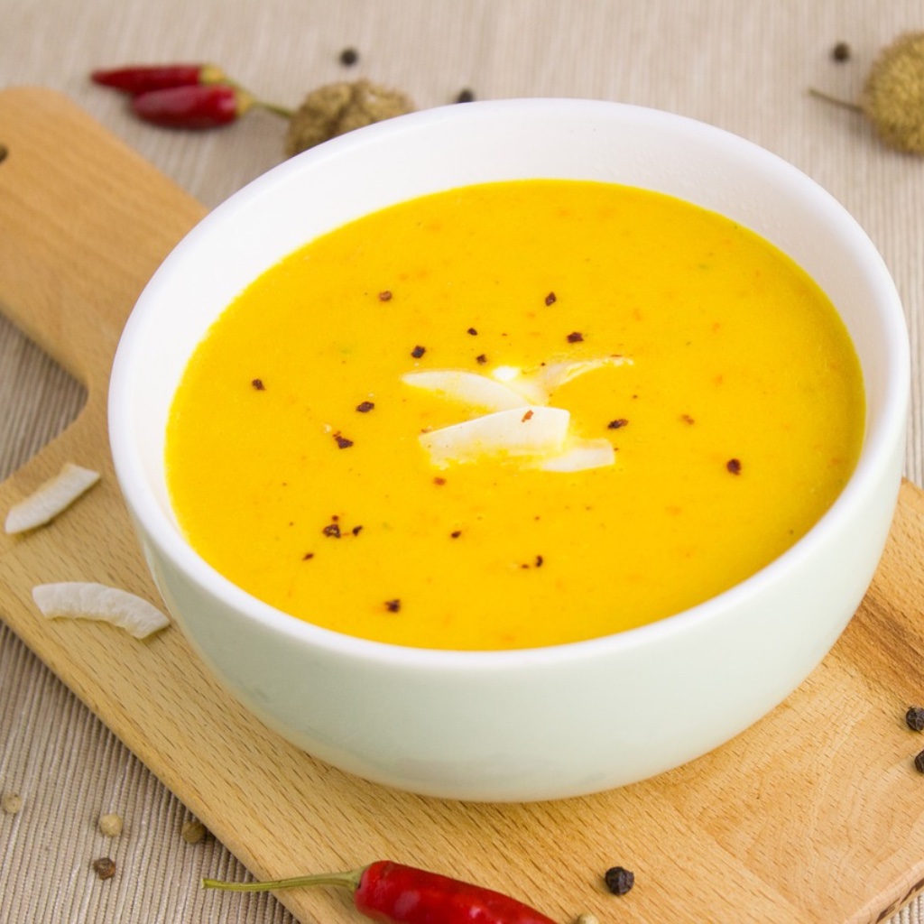 Carrot Ginger Soup with Cranberry-Almond Salad