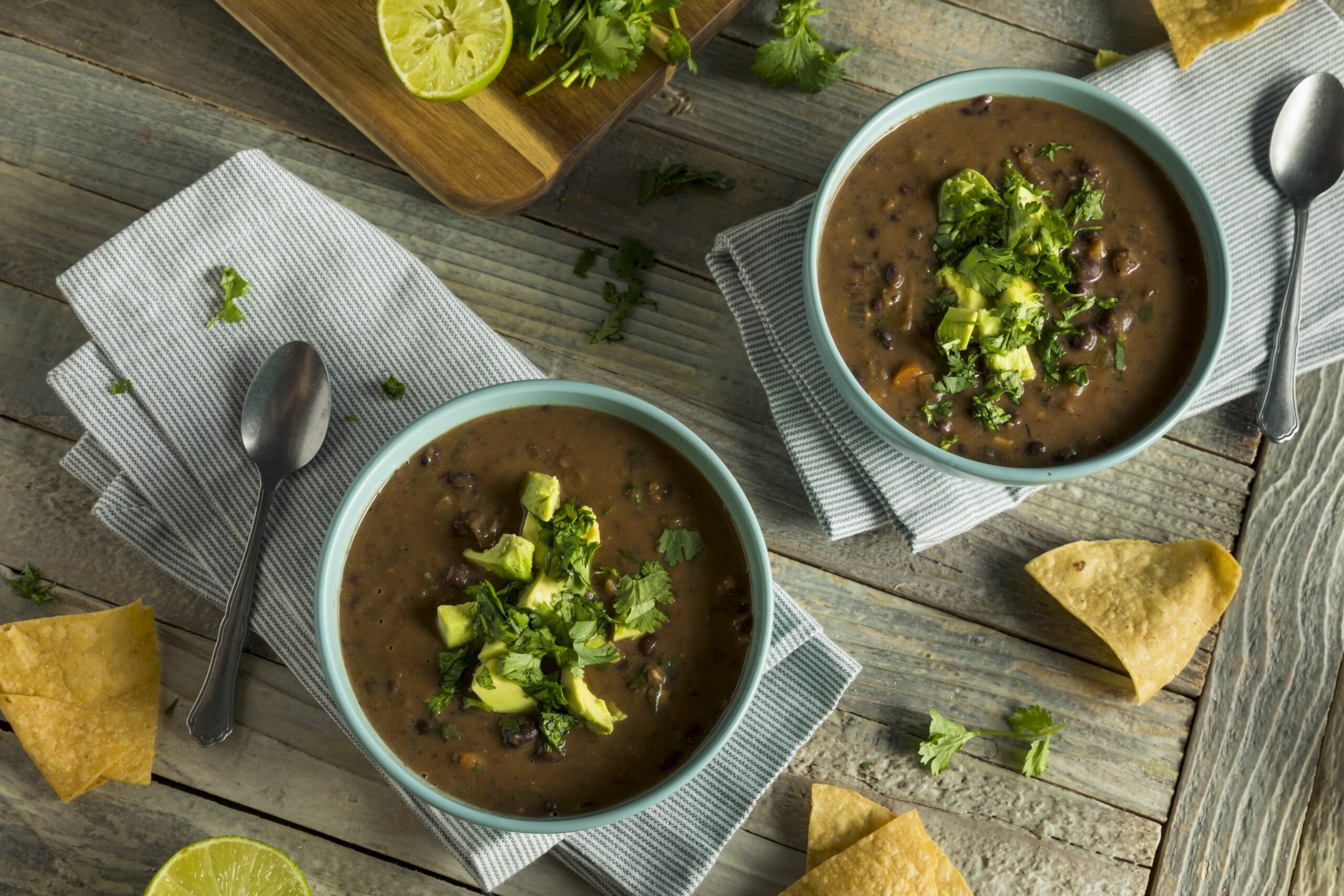 Fresh Homemade Black Bean Soup with Avocado and Cilantro - fourth trimester podcast - postpartum soups and stews