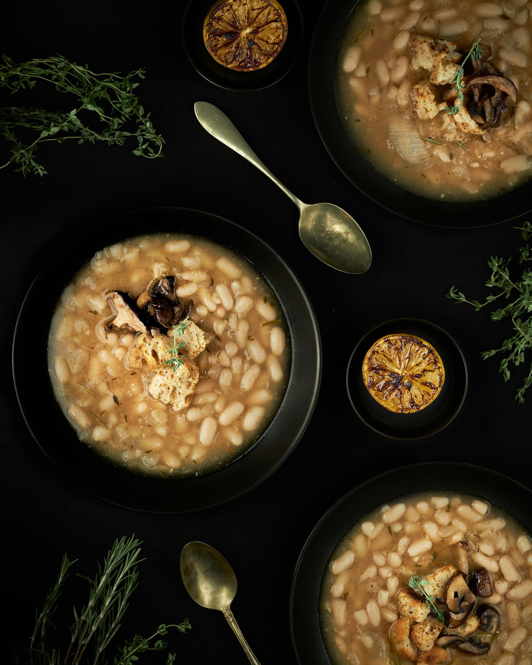 Freezer friendly postpartum soup with white beans, herbs, and broth