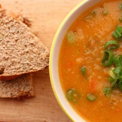 Postpartum lentil soup recipe with carrots and red lentils